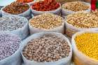 Tashkent, Uzbekistan, Central Asia. Pistachios and dried fruit at a market in Tashkent. Art Print